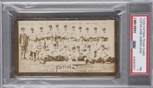 1913 T200 Fatima Team Card Cleveland Americans – PSA PR 1 – Featuring Joe Jackson